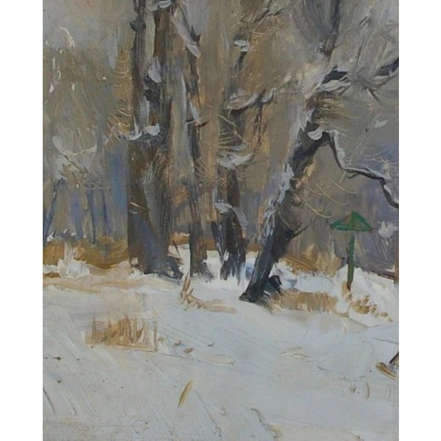 1980s Winter Impressionism Oil Painting, Ukrainian Artist Skubak, 1988 50-61 For Sale - Image 5 of 6