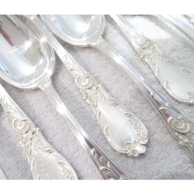 Mid 20th Century French Rococo Style Silverplate Flatware 8 Piece Set For Sale - Image 9 of 12