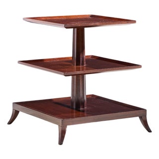 Thomas Pheasant Contemporary American Three Tiered Mahogany End Table For Sale