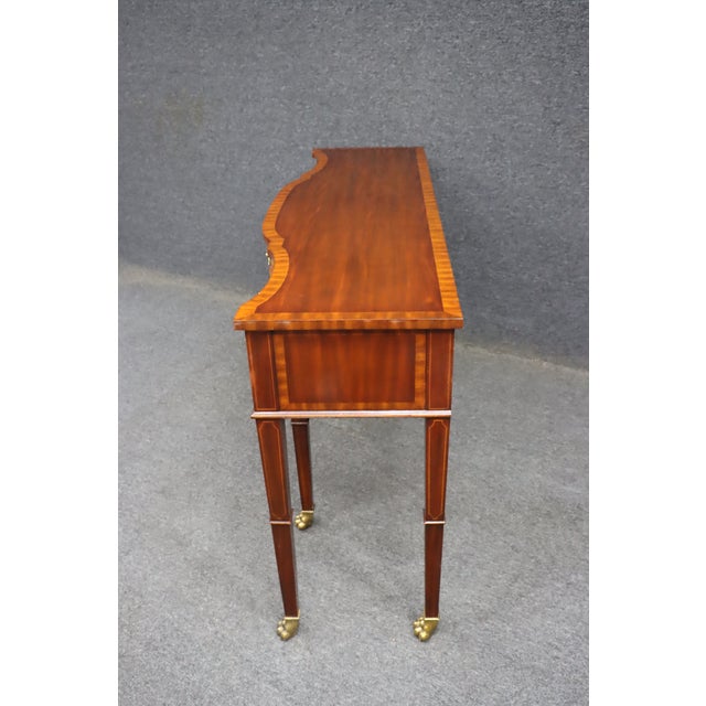 Maitland-Smith Mahogany Inlaid Console Table With Six Drawers and Brass Paw Feet For Sale - Image 14 of 15