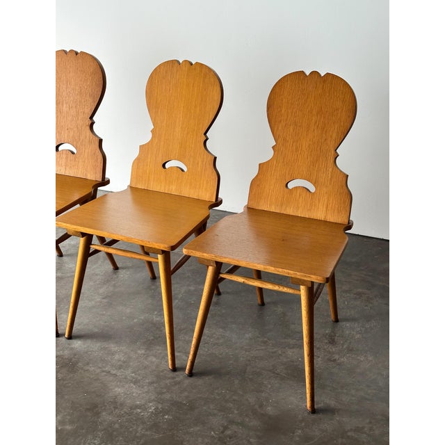 Swiss Alpine Stabelle Oak Dining Set, Mid-Century — Set of 5 For Sale - Image 16 of 18