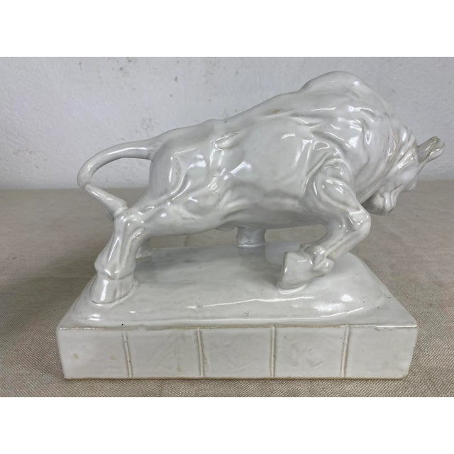 Mid Century Vintage Porcelain Blanc De Chin Sculpture of a Bull For Sale In Philadelphia - Image 6 of 11
