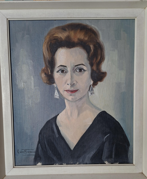 R. Van Meerbeeck, Portrait of a Woman, 1961, Oil on Canvas