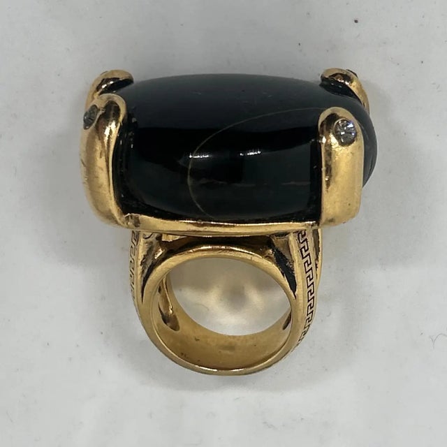 1990s Gianni Versace Black Agate Oversized Cocktail Ring For Sale - Image 6 of 9
