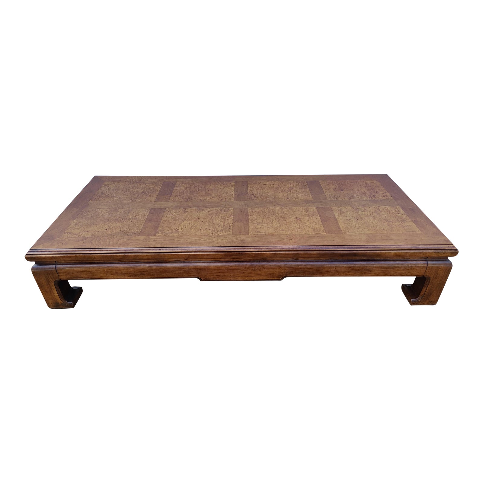 Thomasville Mid Century Burl Wood Cocktail Coffee Table Ming Style MCM