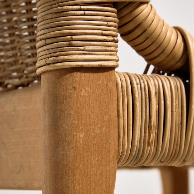 Oak and Rattan Chairs, 1970s, Set of 4 For Sale - Image 16 of 17