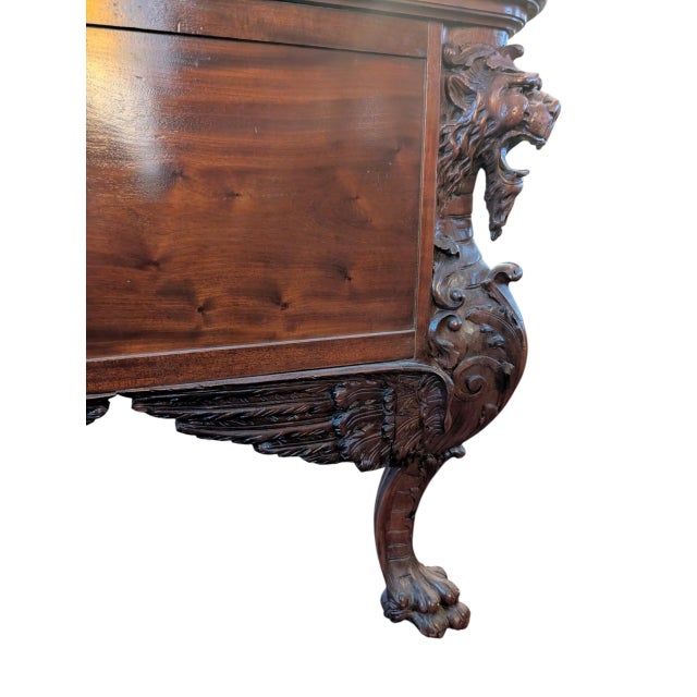 Antique Rj Horner-Style Mahogany Partners Desk With Winged Griffins For Sale - Image 4 of 12