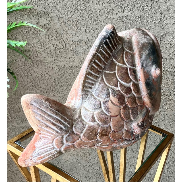 Ceramic Rustic Chic Late 20th-Century Barro Rojo (Red Clay) in or Out of Doors Wide-Mouth Fish Planter, Mexico For Sale - Image 7 of 18