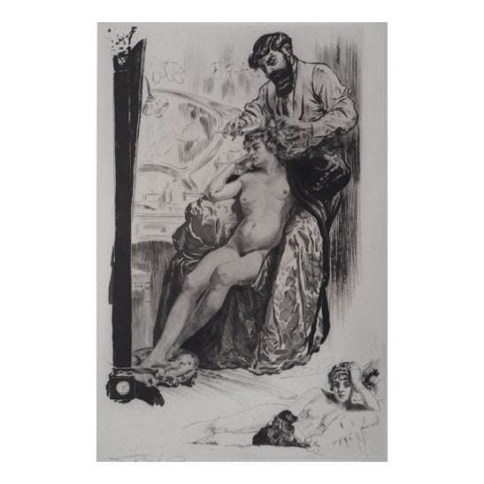 Alméry Lobel-Riche, Libertine Hairdresser, Etching For Sale