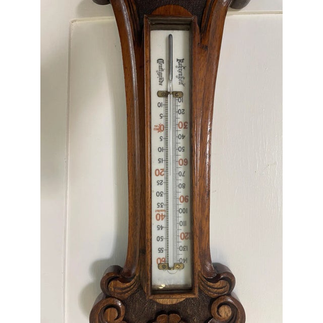 Mid 19th Century Victorian Carved Walnut Banjo Barometer, 1860s For Sale - Image 5 of 7
