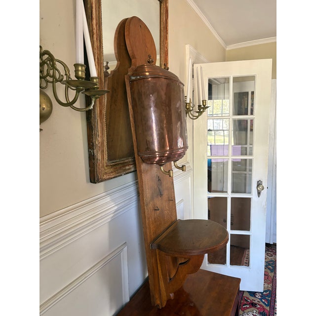 19th Century French Provincial Copper Lavabo Fountain on Oak Board, 19th Century For Sale - Image 5 of 8