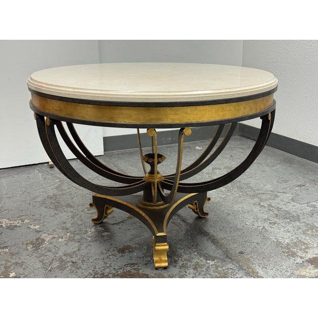 Design Plus Gallery presents a Neoclassical Marble Top Center Table by Thomas Pheasant for Niermann Weeks. The table has a...