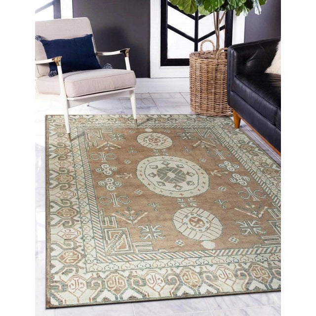 9x12 Brown Hand-Knotted Wool Triple Medallion Classic Traditional Carpet Rug For Sale In New York - Image 6 of 9