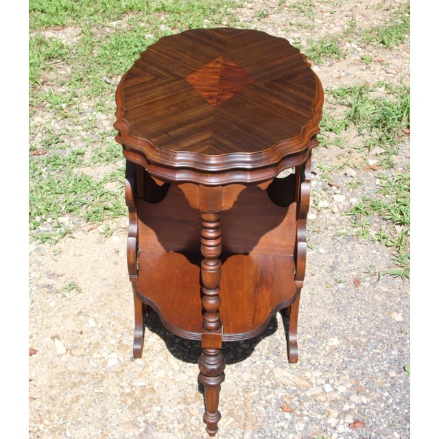 Vintage Art Deco Art Nouveau Walnut Occasional Table Entry Stand For Sale - Image 9 of 12