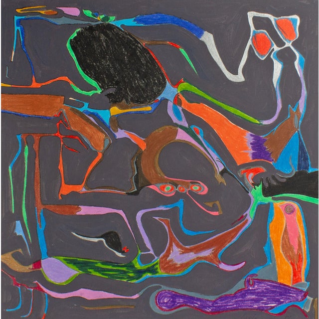 A 1981 abstract mixed media painting by American artist Harry Hilson (1935-2004). Composed of gouache, graphite, and...