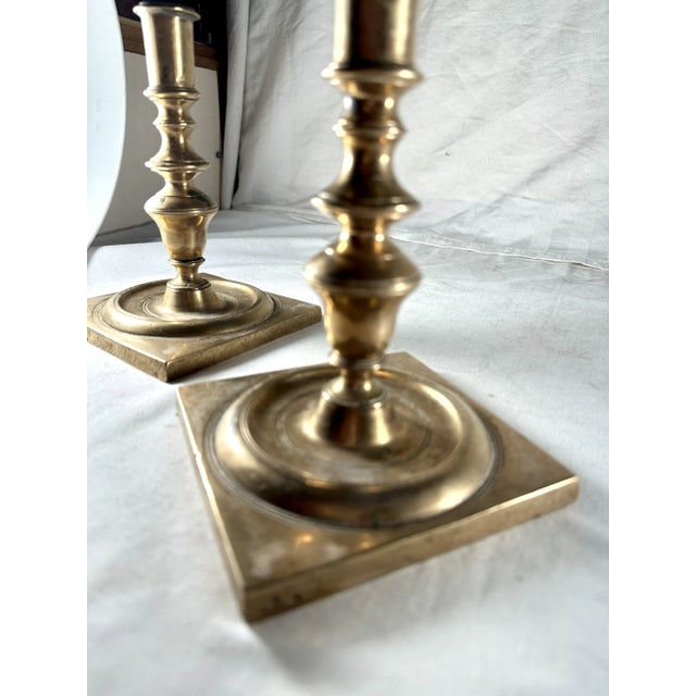17th Century Antique 17th Century Pair of Dutch Bronze Candlesticks. For Sale - Image 5 of 12