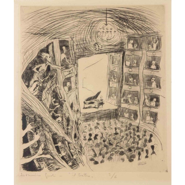 Domenico Gnoli, Il Teatro, Etching, 1960s For Sale