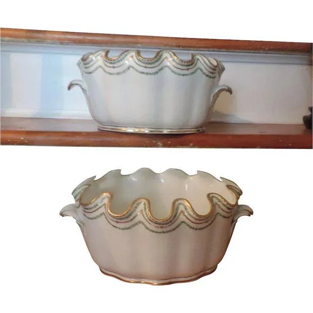 Neoclassical 18th Century Neoclassical Sprig Border Sevres Monteiths Cachepot Planter Vases - A Pair For Sale - Image 3 of 11