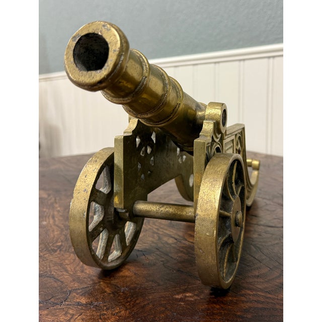 Vintage English Brass Minature Model Cannon & Carriage For Sale - Image 10 of 18