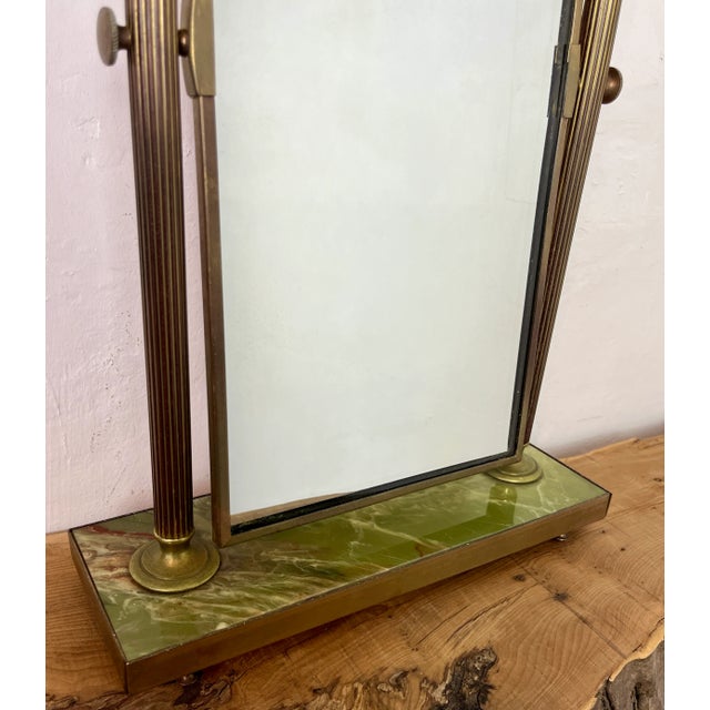 Mid-Century Art Deco Style Brass and Onyx Dressing Table Mirror, 1950s For Sale - Image 10 of 12
