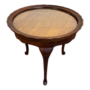 Vintage Queen Anne Traditional Style Pie Crust Side Table Accent Table