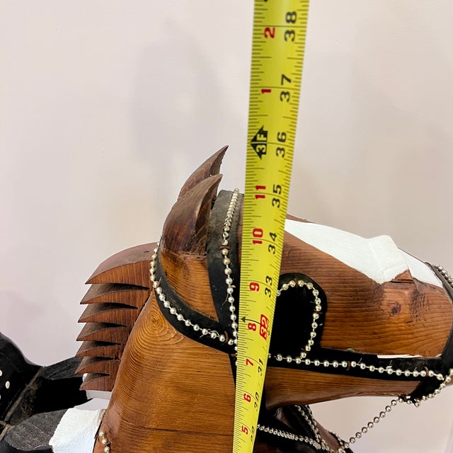 1980s 3 Foot Tall Wood Equestrian Folk Art Sculpture For Sale - Image 11 of 12