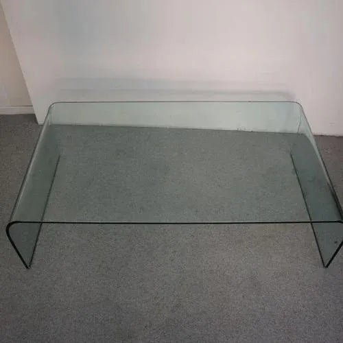 Vintage Curved Crystal Coffee Table from Fiam Italia, Italy, 1970s For Sale - Image 3 of 4