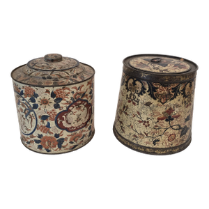 Pair of Antique English Toleware Toffee Canisters