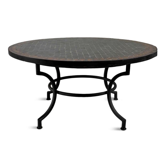 Outdoor Brown & Black Round Mosaic Coffee Table For Sale - Image 4 of 5