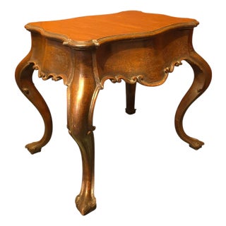 19th Century Portuguese Baroque Hand-Painted and Carved Side Table - 24" For Sale