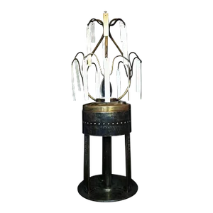 Rare C1890 German Art Nouveau Jugendstil Arts & Crafts Oil Converted Table Lamp/ Original Bone Slabs