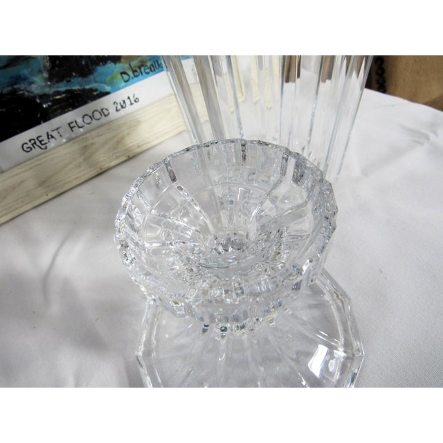 Vintage Heavy Crystal Glass Hurricane Candle Lamp For Sale - Image 15 of 18