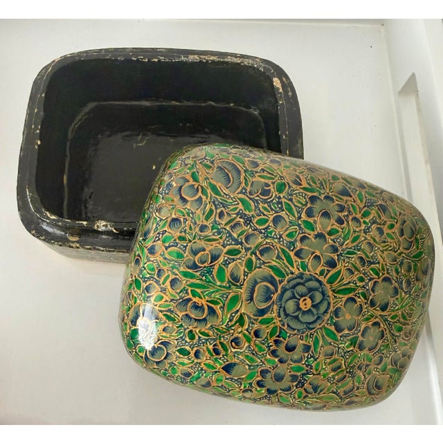 1960s Kashmir Painted & Decoupage Boxes, 3/Set For Sale - Image 5 of 6
