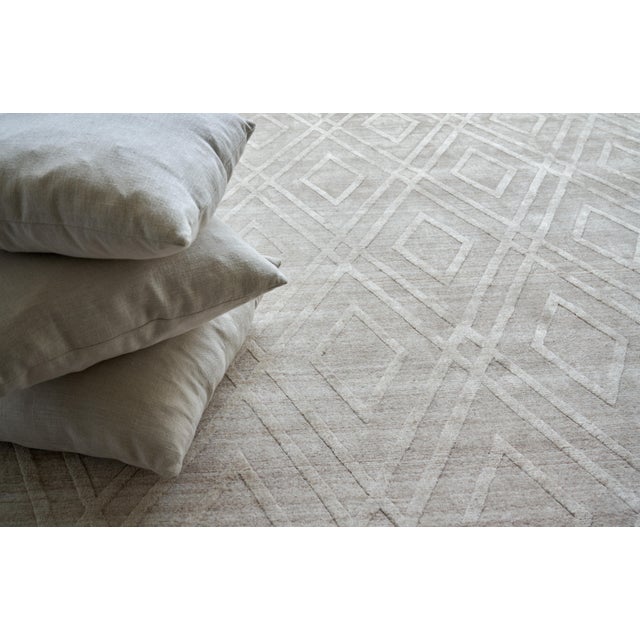 Exquisite Rugs Exquisite Rugs Basildon Handmade Bamboo Silk & Cotton Beige Rug-12'X15' For Sale - Image 4 of 6