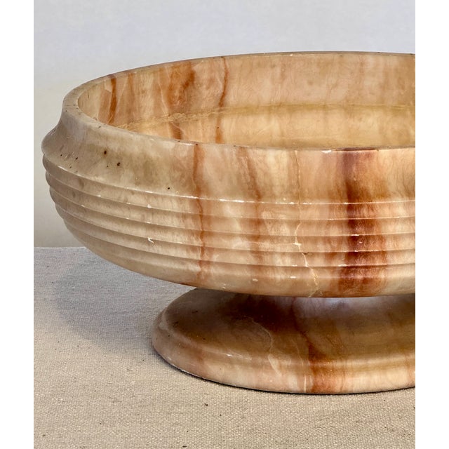 Vintage Pink Onxy Pedestal Bowl, 10 dia x 4.5 h, Great little fruit bowl with fabulous patina