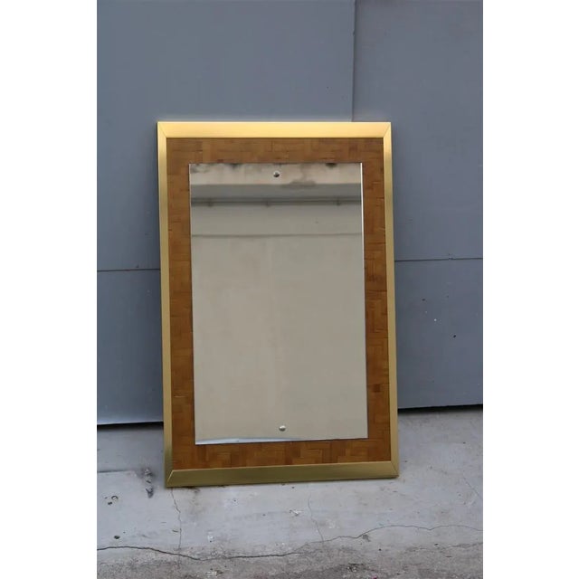 Rectangular Mirror in Straw & Brass from Zevi Arredamenti, Italy, 1970s For Sale - Image 13 of 14