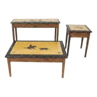 Vintage Molesworth Style Western 3-Piece Coffee & Accent Table Set For Sale