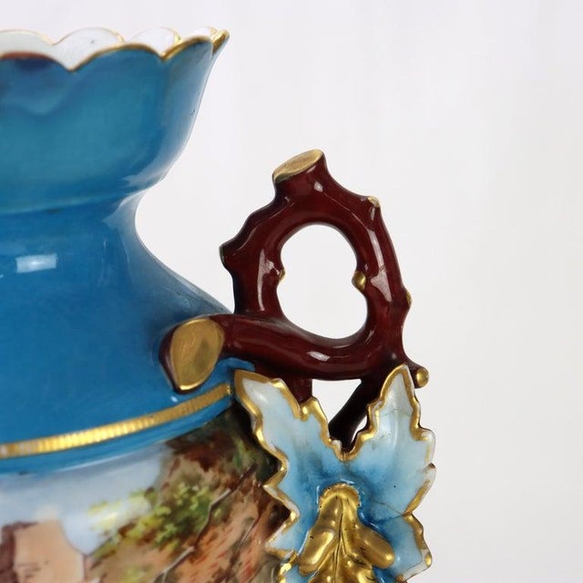 Old Paris Large Antique Old Paris Porcelain Scenic Vase With Cord Access Lamp Base C1890 For Sale - Image 4 of 9