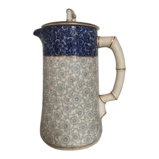 Antique Royal Worcester English Blue, and Gray, Hot Chocolate Pot 19 Th Century For Sale