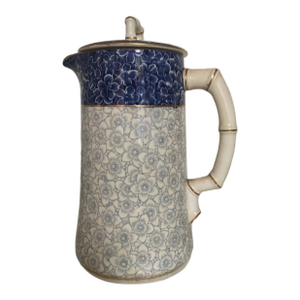 Antique Royal Worcester English Blue, and Gray, Hot Chocolate Pot 19 Th Century