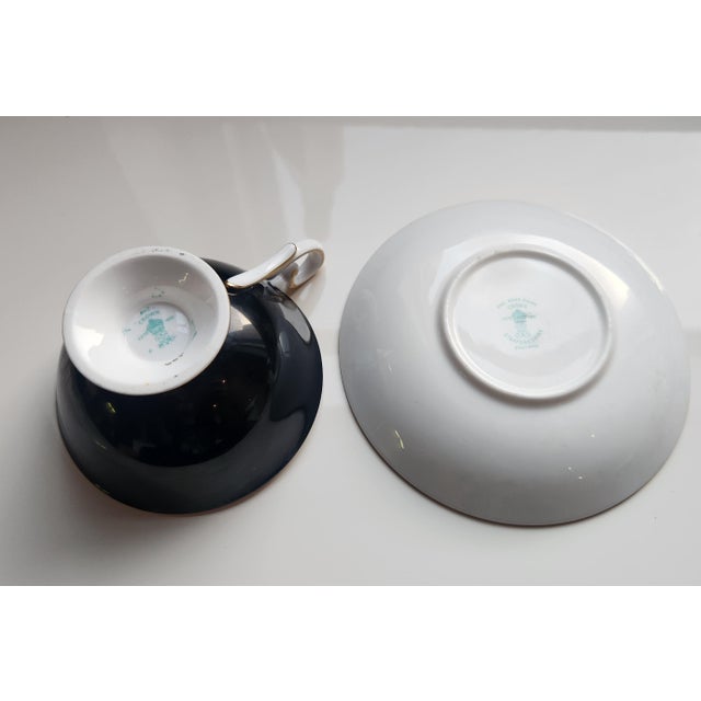 Crown Staffordshire 1940s Porcelain Bone China Cup & Saucer For Sale - Image 4 of 4