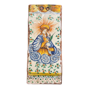 19th Century Castelli San Donato Italian Hand Painted Madonna Tile
