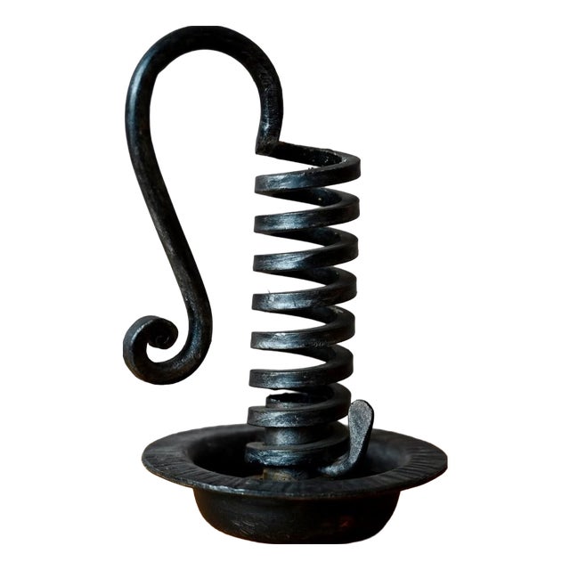 Antique Wrought Iron Cellar Rat Candlestick, 1960s For Sale