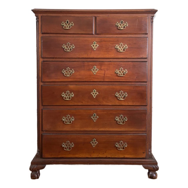 Antique Late 1700s New York Chippendale Mahogany Tall Chest For Sale