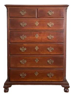 Antique Late 1700s New York Chippendale Mahogany Tall Chest