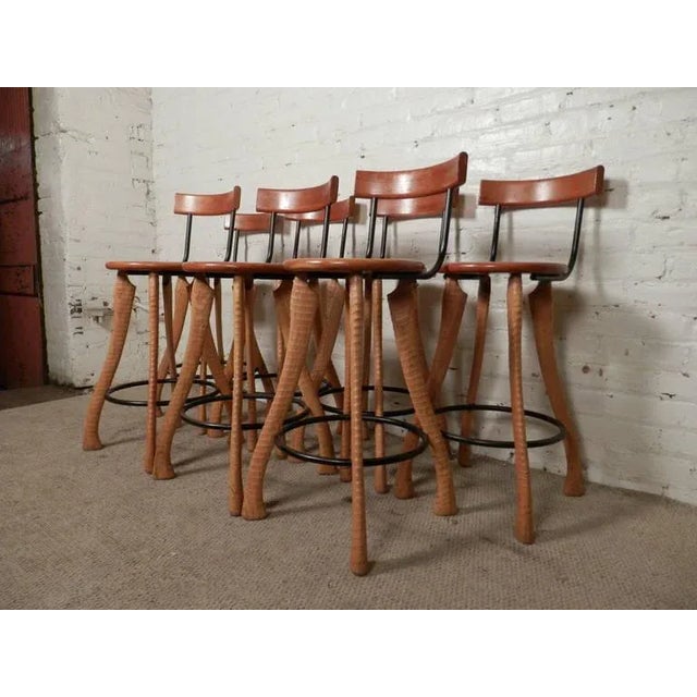 Mid-Century Sculpted Brad Smith Stools - Pair For Sale - Image 4 of 10