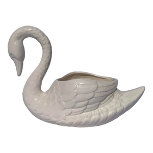 Vintage Large White Ceramic Swan Figurine