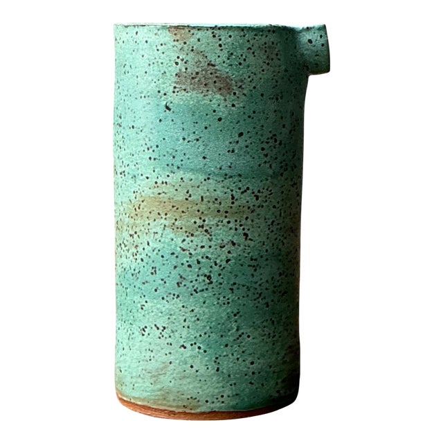 Vintage Green Spout Ceramic Vase For Sale