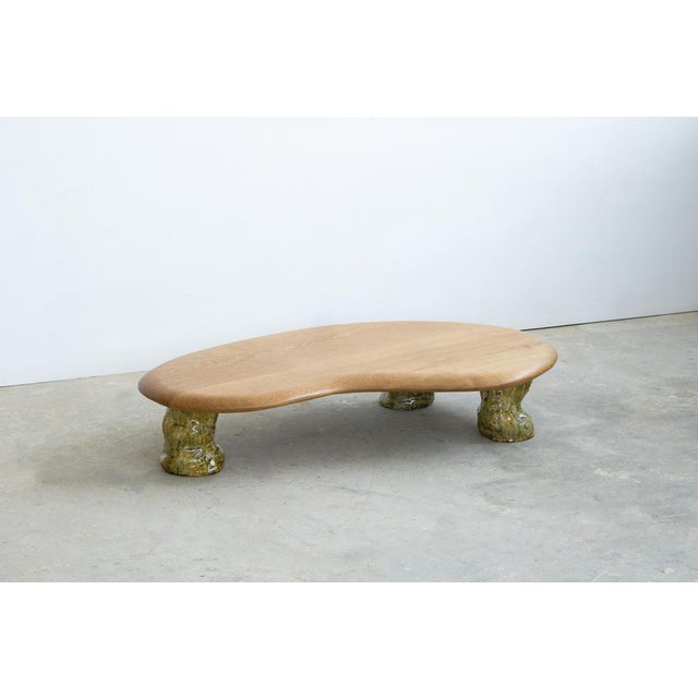 Contemporary White Oak and Glazed Ceramic Coffee Table by Alexander Knysch For Sale - Image 3 of 15