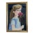 “Girl With the Pink Carnation” Framed Signed Original Watercolor Portrait by Nancy Smith For Sale